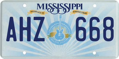 MS license plate AHZ668