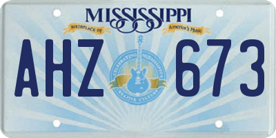 MS license plate AHZ673