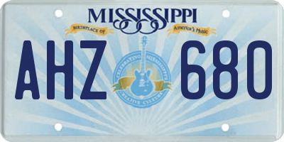 MS license plate AHZ680