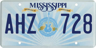 MS license plate AHZ728
