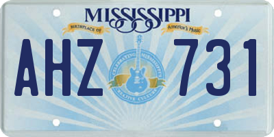 MS license plate AHZ731