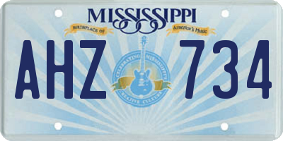 MS license plate AHZ734
