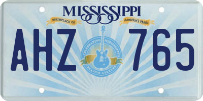 MS license plate AHZ765