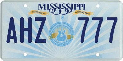 MS license plate AHZ777