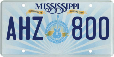 MS license plate AHZ800