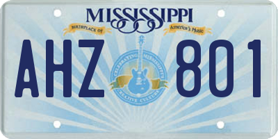 MS license plate AHZ801