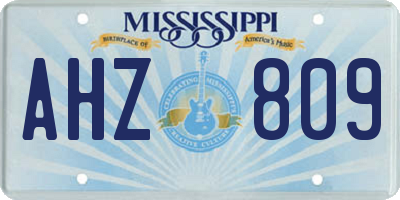MS license plate AHZ809