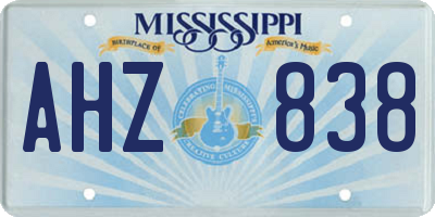 MS license plate AHZ838