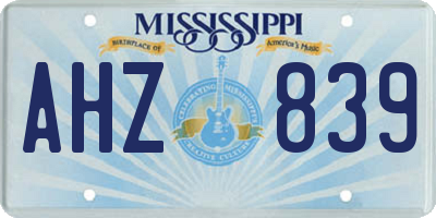 MS license plate AHZ839