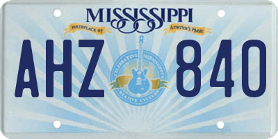 MS license plate AHZ840