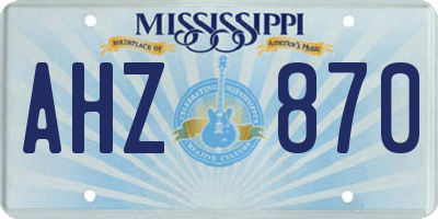 MS license plate AHZ870