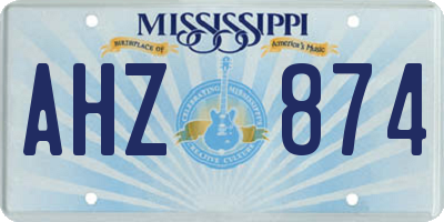 MS license plate AHZ874