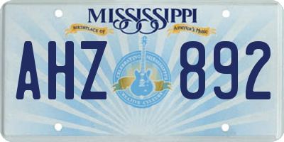 MS license plate AHZ892
