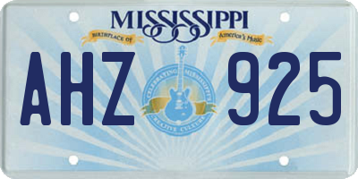 MS license plate AHZ925