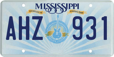 MS license plate AHZ931