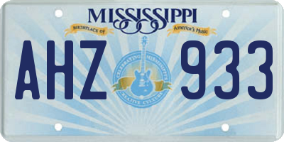 MS license plate AHZ933