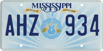 MS license plate AHZ934