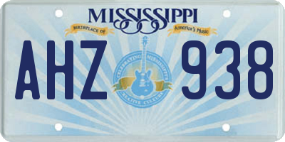 MS license plate AHZ938