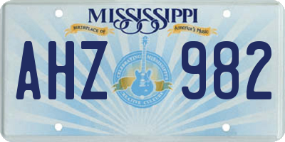MS license plate AHZ982