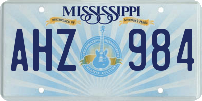 MS license plate AHZ984