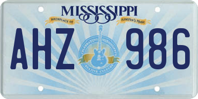 MS license plate AHZ986