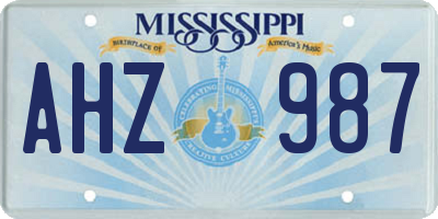 MS license plate AHZ987