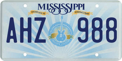 MS license plate AHZ988