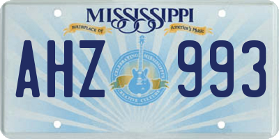 MS license plate AHZ993