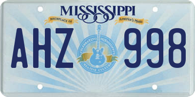 MS license plate AHZ998