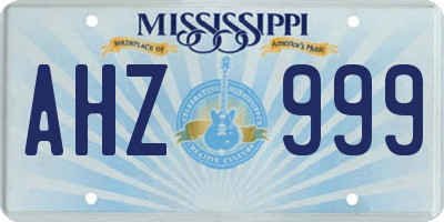 MS license plate AHZ999