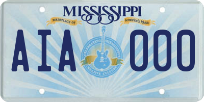 MS license plate AIA000