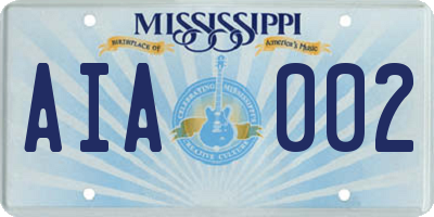 MS license plate AIA002