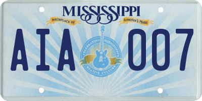 MS license plate AIA007