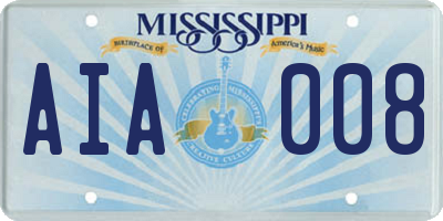 MS license plate AIA008