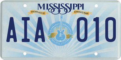 MS license plate AIA010