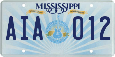MS license plate AIA012