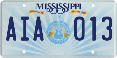 MS license plate AIA013