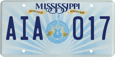 MS license plate AIA017