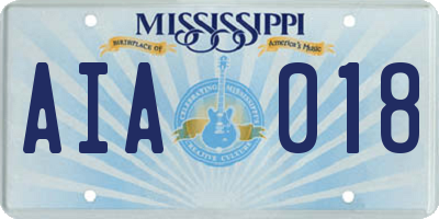 MS license plate AIA018
