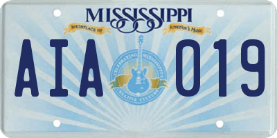 MS license plate AIA019