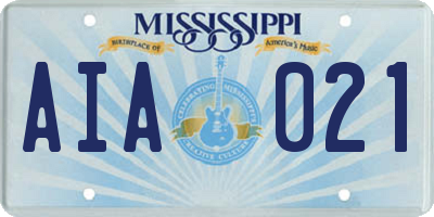 MS license plate AIA021