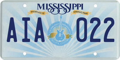 MS license plate AIA022