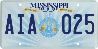 MS license plate AIA025