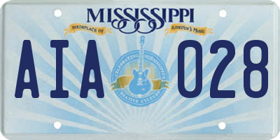 MS license plate AIA028