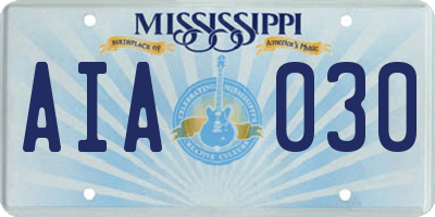 MS license plate AIA030