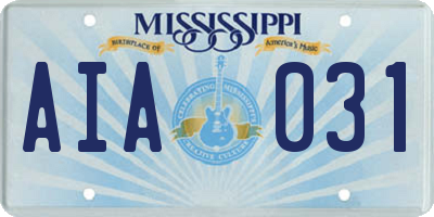 MS license plate AIA031