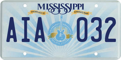 MS license plate AIA032