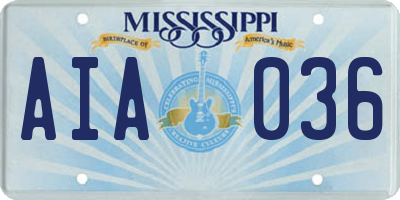 MS license plate AIA036