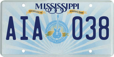 MS license plate AIA038