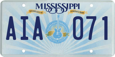 MS license plate AIA071